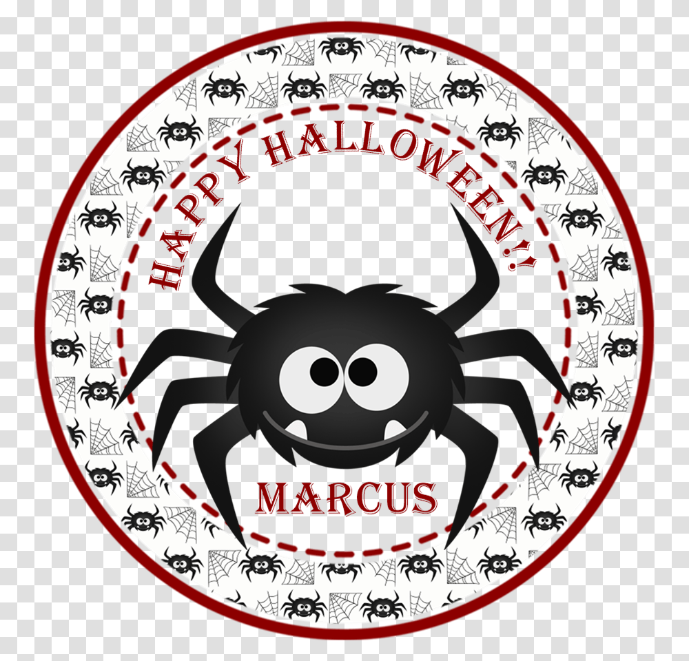 Black Spider Happy Halloween Stickers Or Favor Tags Party Happy Halloween Sticker, Logo, Word Transparent Png