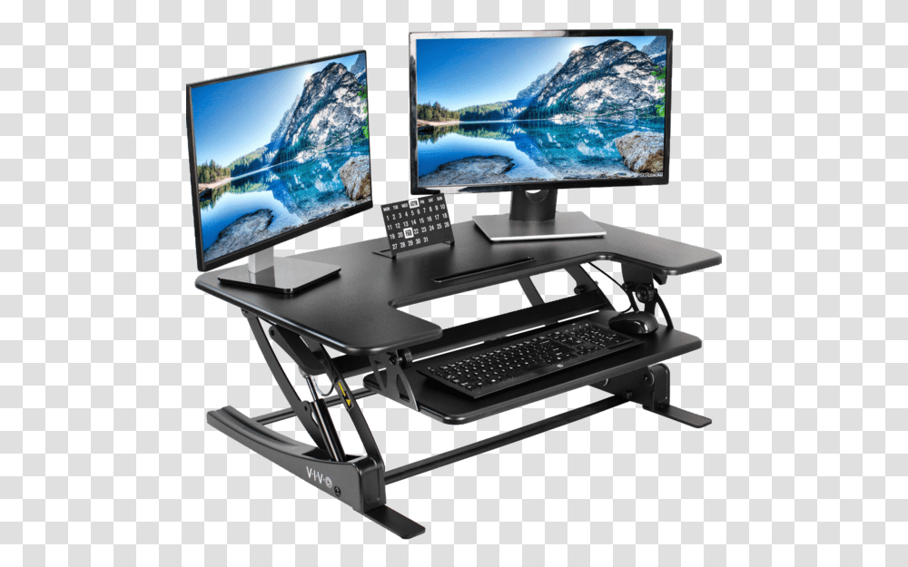 Black Standing Desk Converter 36 Tabletop Computer, Monitor, Screen, Electronics, Display Transparent Png