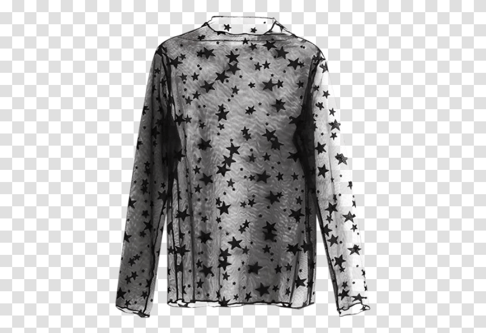 Black Star See Through Top, Sleeve, Long Sleeve, Coat Transparent Png