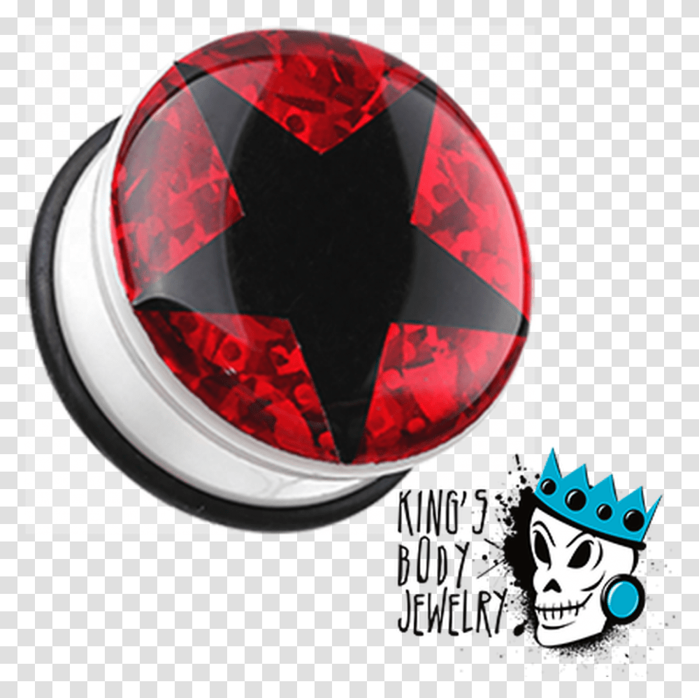 Black Star With Red Glitter Plugs 2 Gauge 1 Inch Grinder Ear Gauges, Helmet, Clothing, Apparel, Accessories Transparent Png