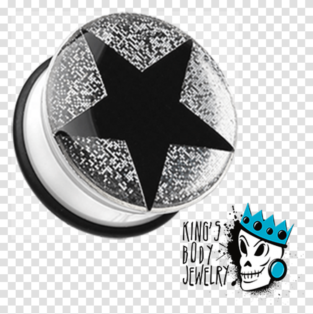 Black Star With White Glitter Plugs 2 Gauge 1 Inch Portable Network Graphics, Symbol, Star Symbol Transparent Png
