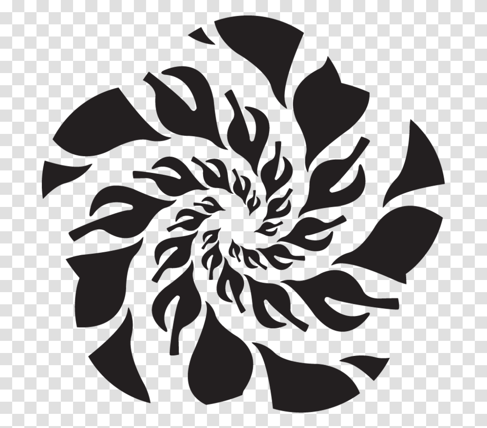 Black Stencil, Flower, Plant, Blossom, Spiral Transparent Png