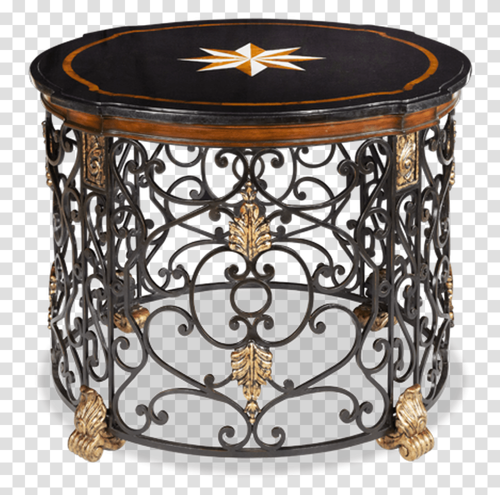 Black Stone Cabibe Shell Accent Round Top Gold Leaf Furniture, Screen, Electronics, Tabletop, Fire Screen Transparent Png