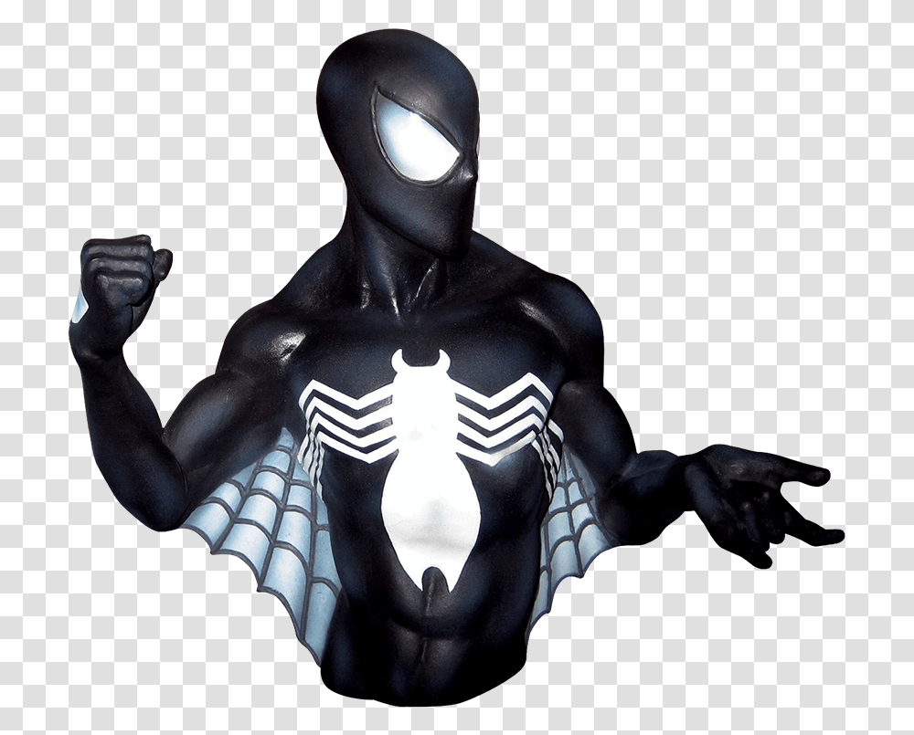 Black Suit Spider Man Bust Bank Black Spiderman Bust Bank, Apparel, Sweatshirt, Sweater Transparent Png