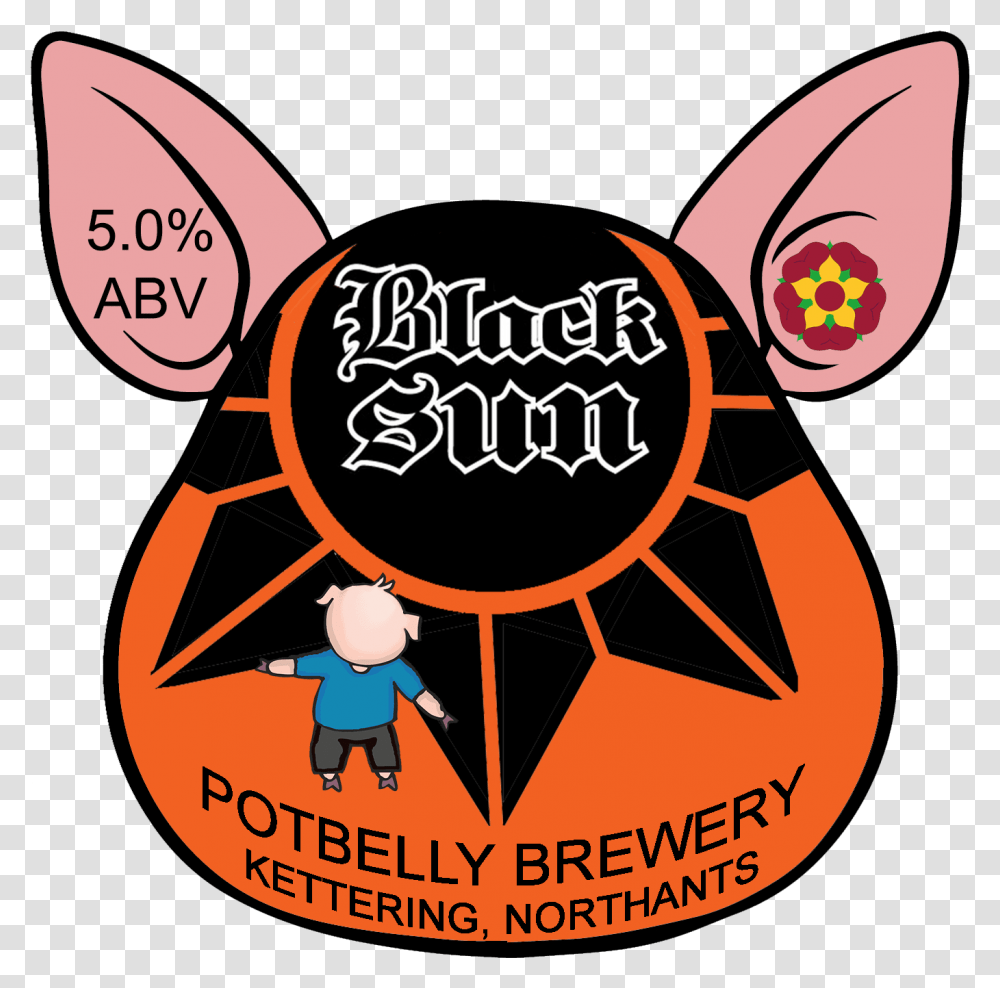 Black Sun Potbelly Brewery Cartoon, Person, Human, Logo, Symbol Transparent Png
