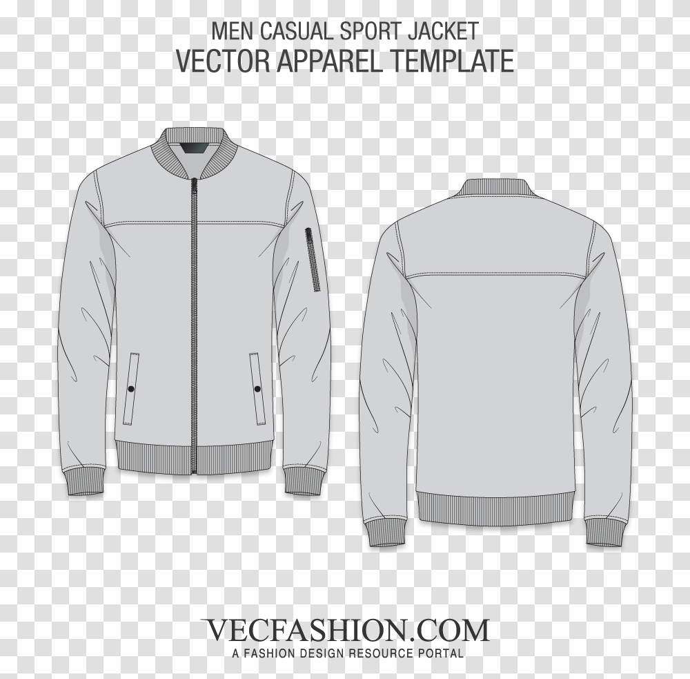 Black Sweater Template Jaket Bomber Vector, Apparel, Jacket, Coat Transparent Png