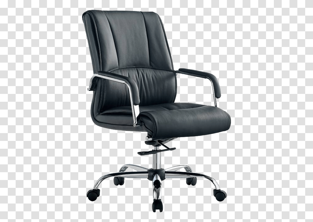 Black Swivel Leather Office Chair, Furniture, Armchair, Cushion Transparent Png