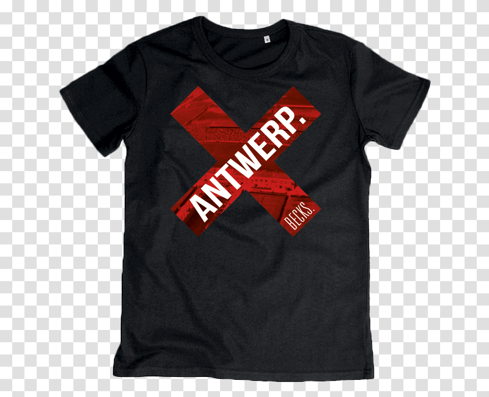 Black T Shirt Red X Antwerp Active Shirt, Clothing, Apparel, T-Shirt, Sleeve Transparent Png