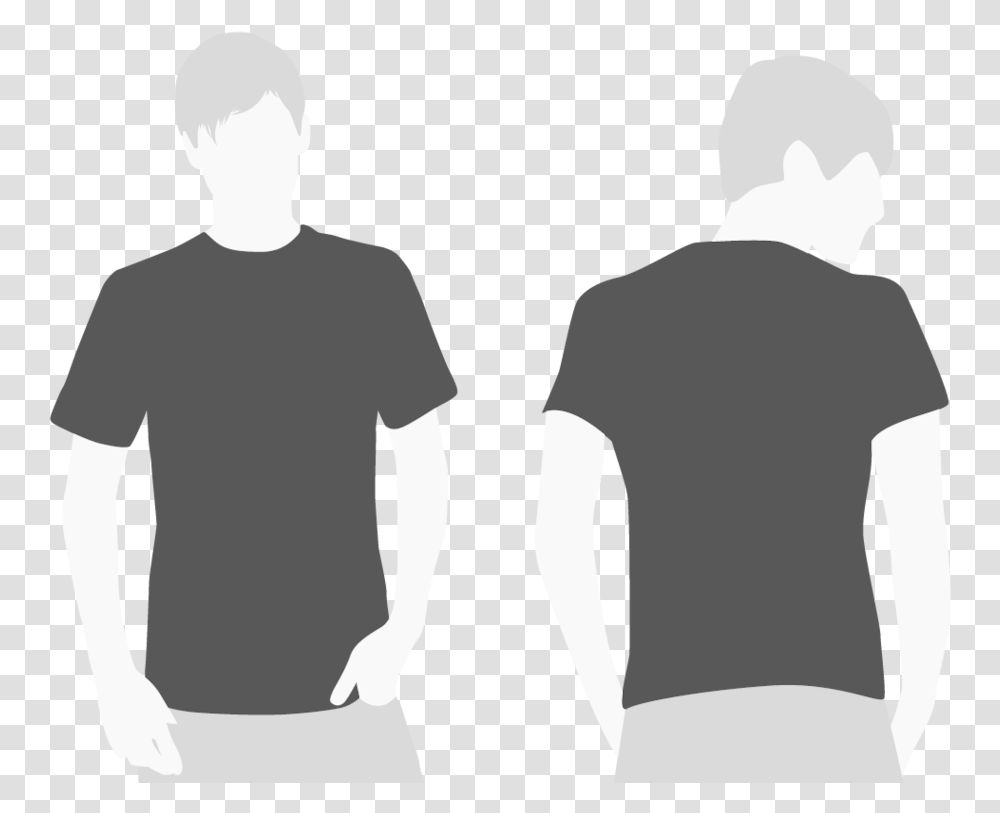 Black T Shirt Template Front And Back Psd Clipart Black T Shirt Both Sides, Silhouette, Sleeve, Person Transparent Png