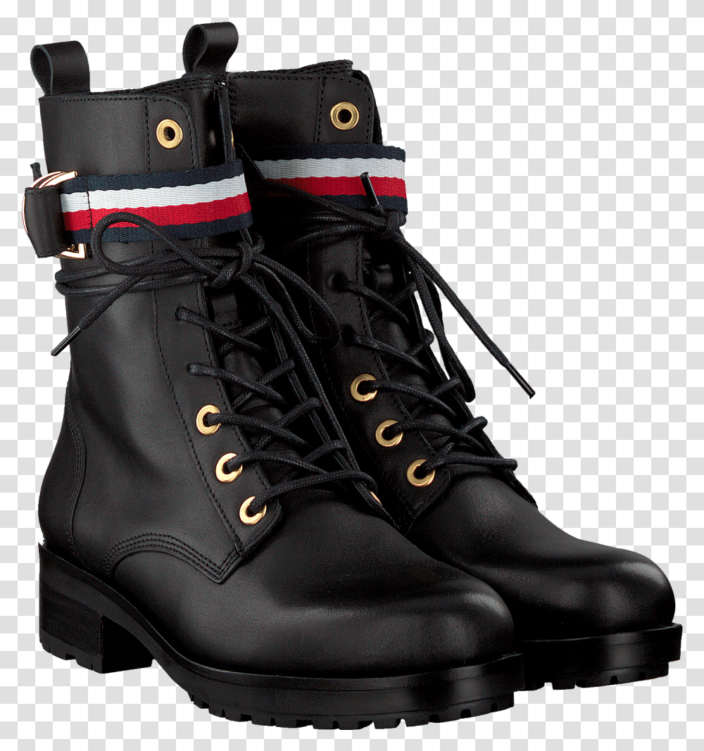 Black Tommy Hilfiger Biker Boots Corporate Ribbon Tommy Hilfiger Corporate Ribbon Bikerboot, Apparel, Footwear, Shoe Transparent Png