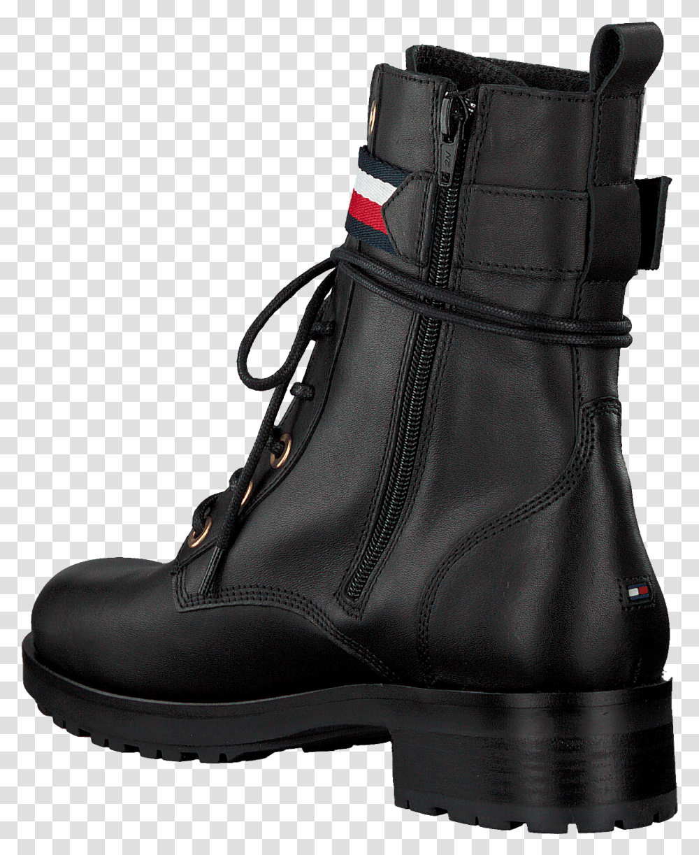 Black Tommy Hilfiger Biker Boots Corporate Ribbon Work Boots, Apparel, Footwear, Riding Boot Transparent Png