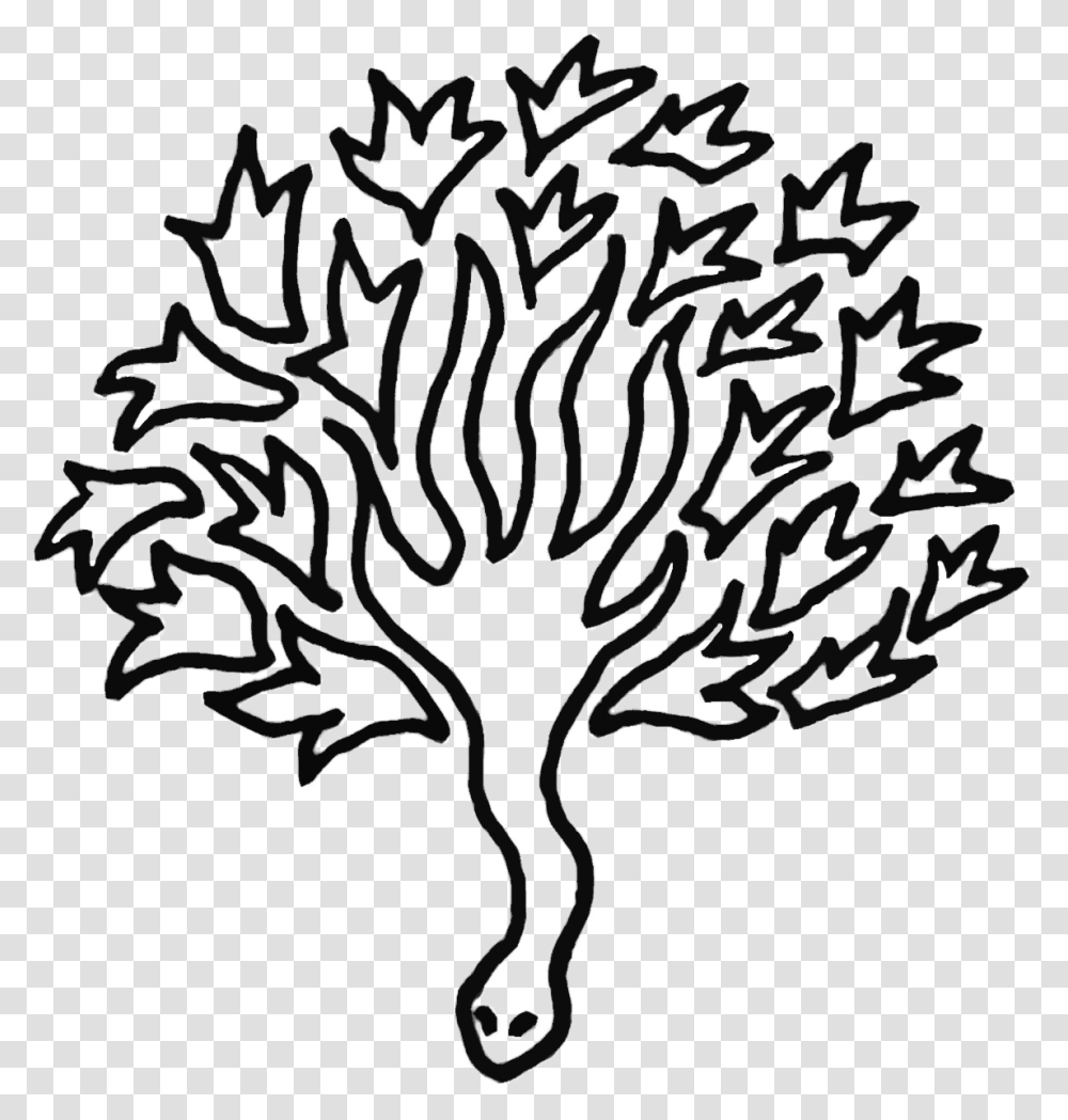 Black Tree Clipart Walnut Tree Clipart Black And White, Plant, Drawing, Doodle, Flower Transparent Png