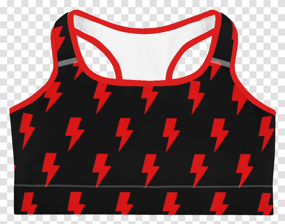Black & Red Lightning Bolts Sports Bra Sports Bra, Clothing, Apparel, Underwear, Lingerie Transparent Png