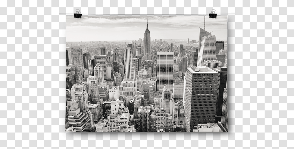 Black & White Birds Eye View New York City Skyline New York City, Urban, Building, High Rise, Downtown Transparent Png