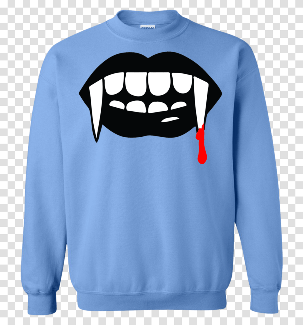 Black Vampire Fangs Halloween Pullover Sweatshirt - Teeever Halloween, Clothing, Apparel, Sweater, Hoodie Transparent Png