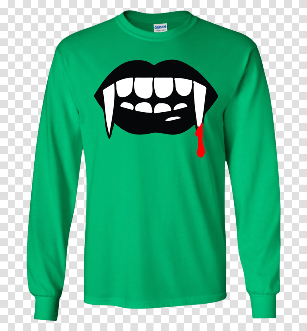 Black Vampire Fangs Halloween Youth Ls T Shirt - Teeever, Sleeve, Clothing, Apparel, Long Sleeve Transparent Png