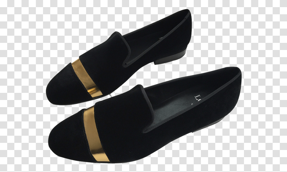 Black Velvet And Gold Toe Cap Divider Shoe, Clothing, Apparel, Footwear, Sandal Transparent Png