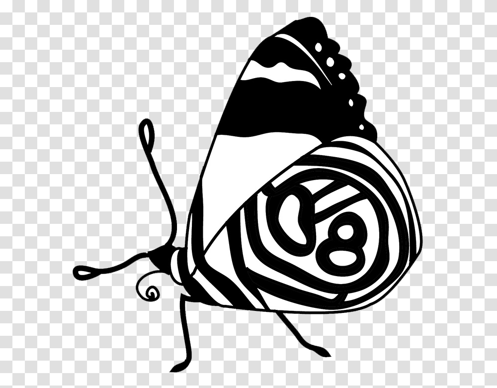 Black White Clipart Butterfly Resting Butterfly, Stencil, Animal, Lawn Mower Transparent Png