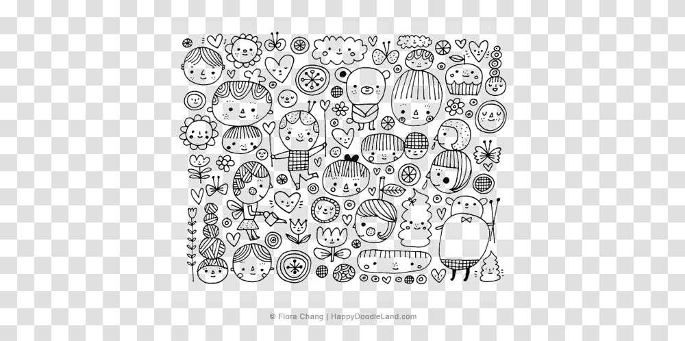 Black White Cute Doodle Image Kids Doodle Art, Drawing, Rug, Photography Transparent Png