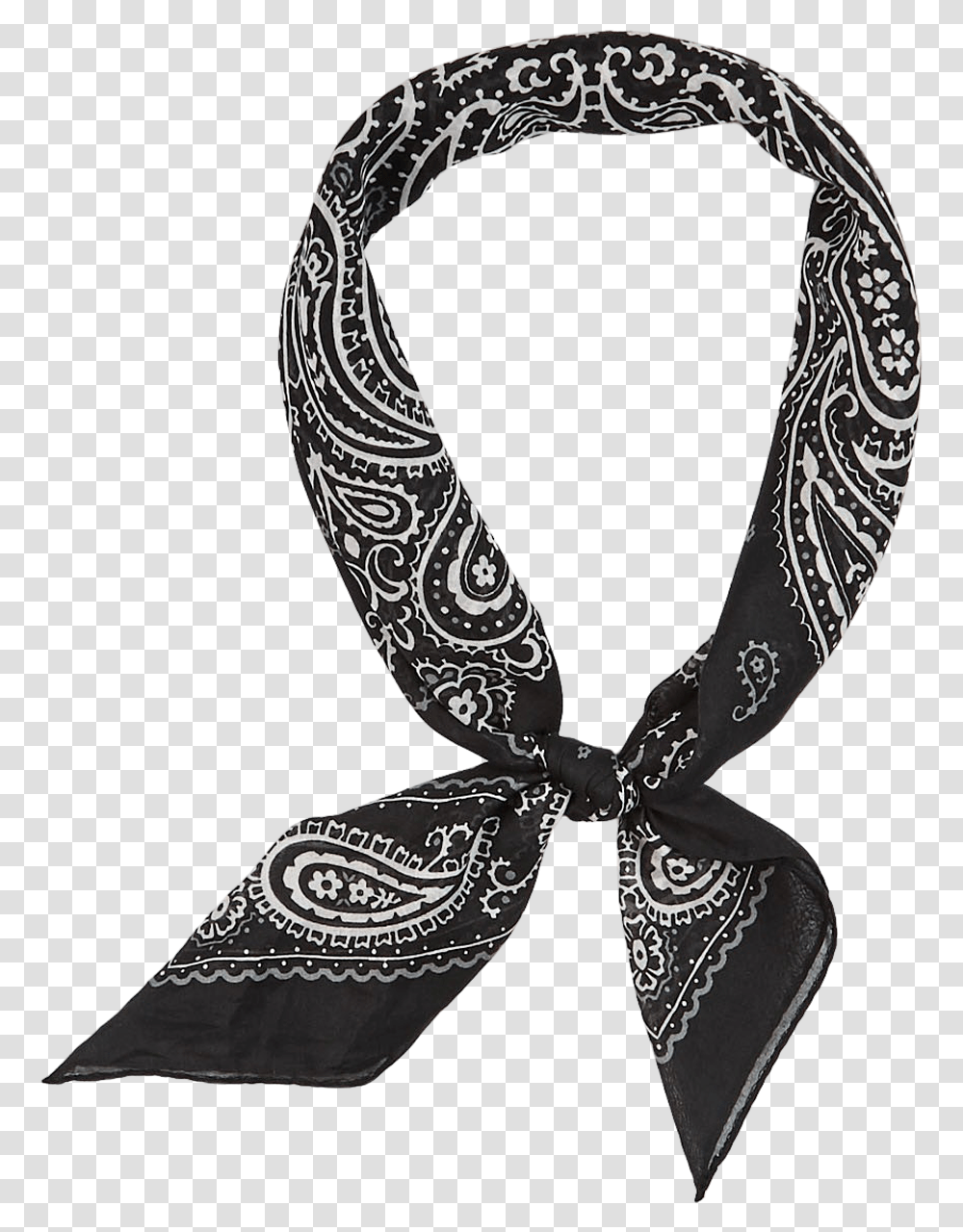 Black White Paisley Printed Cotton Bandana Solid, Accessories, Accessory, Tie, Necktie Transparent Png