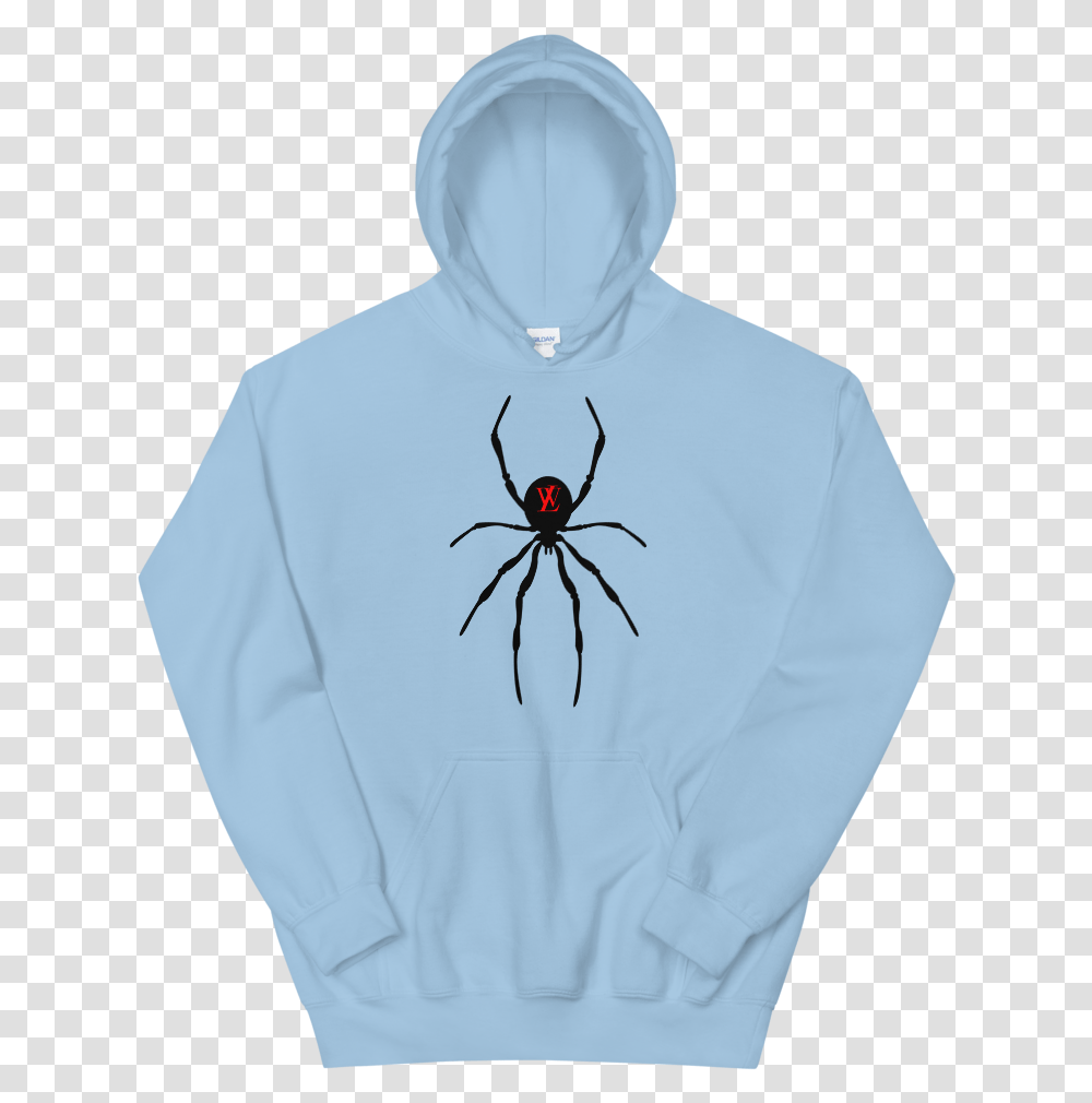 Black Widow Hoodie Light Blue Hoodies, Clothing, Apparel, Animal, Insect Transparent Png