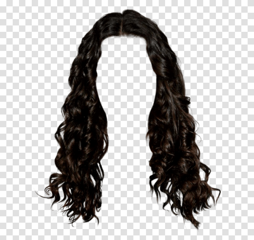 Black Wig Wig Hair Black Brunette Curly Wavy Black Curly Hair, Clothing, Apparel, Fur, Face Transparent Png