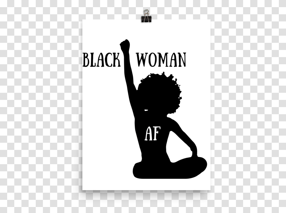 Black Woman Af Woman Black Power Silhouette, Person, Kneeling, Stencil Transparent Png