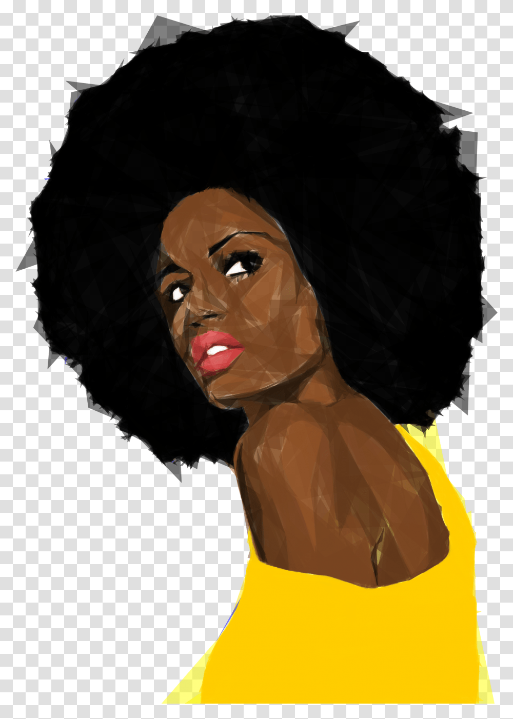 Black Woman Afro, Face, Person, Portrait, Photography Transparent Png