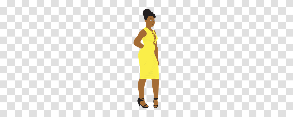 Black Woman In A Yellow Dress Person, Female, Standing Transparent Png