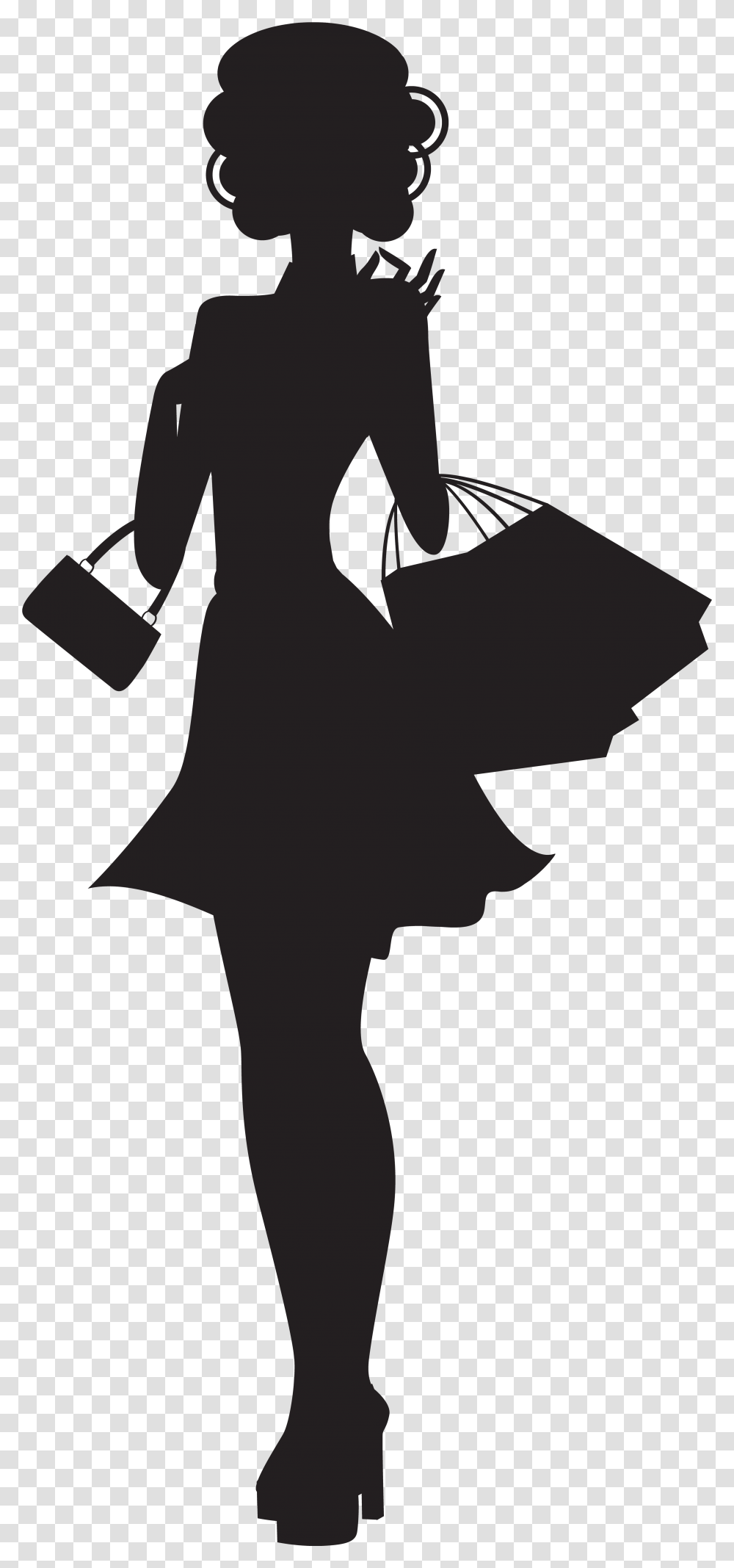 Black Woman Silhouette Shopping Girl Silhouette, Person, Human, Bag, Shopping Bag Transparent Png