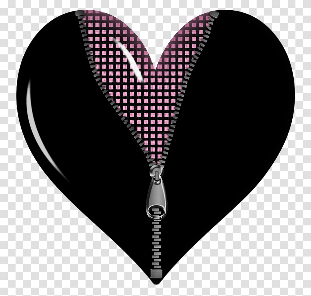 Black Zipped Heart Picture Corazon Cierre, Zipper Transparent Png