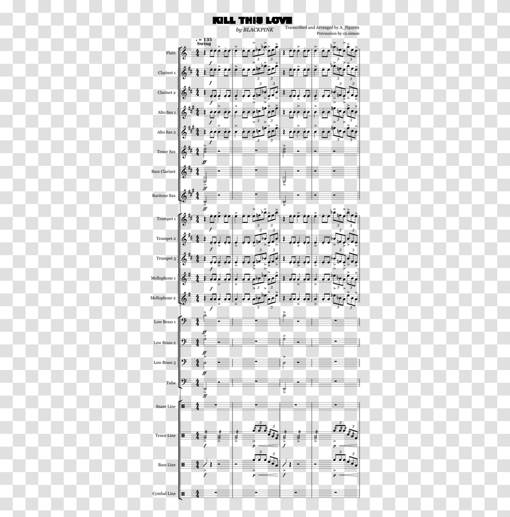 Blackpink Kill This Love Flute Sheet Music, Gray, World Of Warcraft Transparent Png