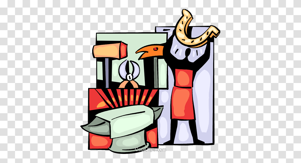 Blacksmith With Anvil Making Horseshoe Royalty Free Vector Clip, Meal, Food Transparent Png