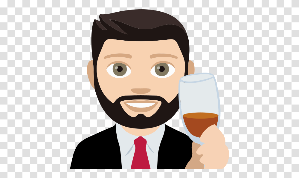 Blair Bowman Emoji Man Light Skin Tone Beard Emoji, Glass, Beverage, Drink, Drinking Transparent Png