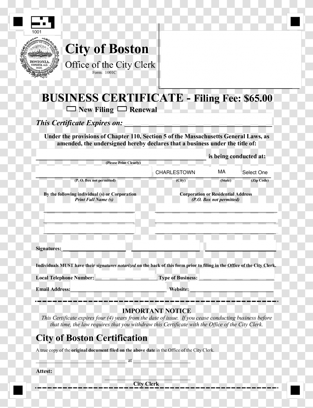 Blank Business Certificate Main Image Boston, Number, Bed Transparent Png
