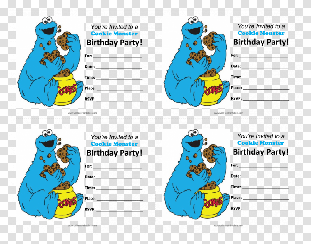 Blank Cookie Monster Invitations, Animal, Dog, Pet, Canine Transparent Png