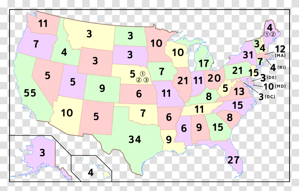 Blank Electoral College Map, Word, Number Transparent Png