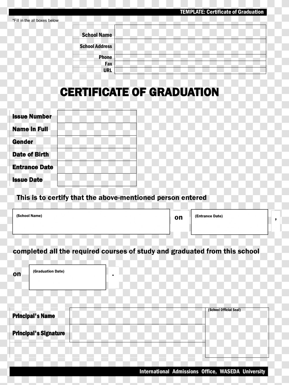 Blank Graduation Certificate Sample Main Image Study School Certificate Sample, Plot, Plan, Diagram Transparent Png