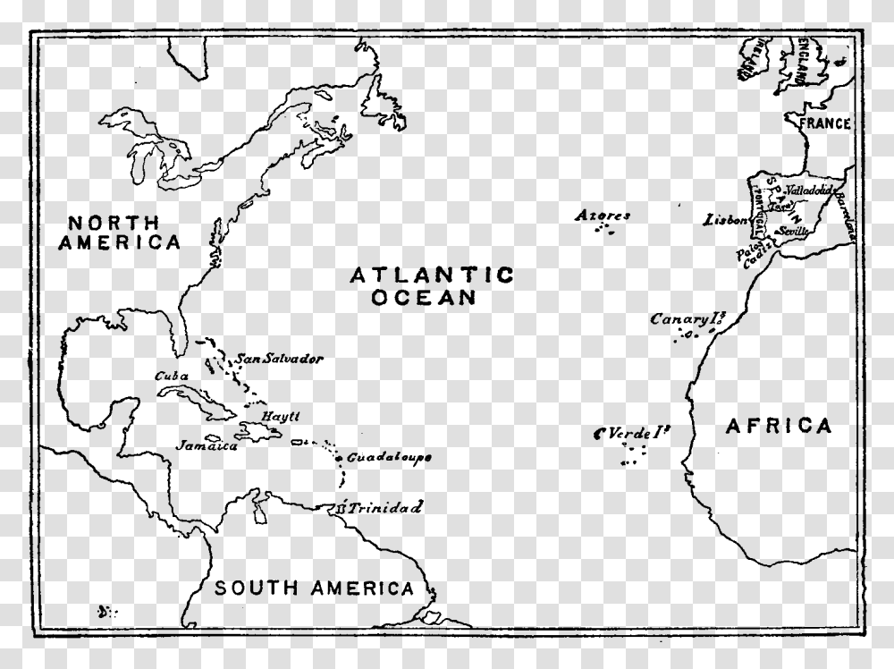 Blank Map Of The Triangular Trade, Gray, World Of Warcraft Transparent Png