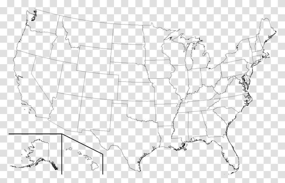 Blank Map Of Usa Usa State Boundaries Map, Gray, World Of Warcraft Transparent Png