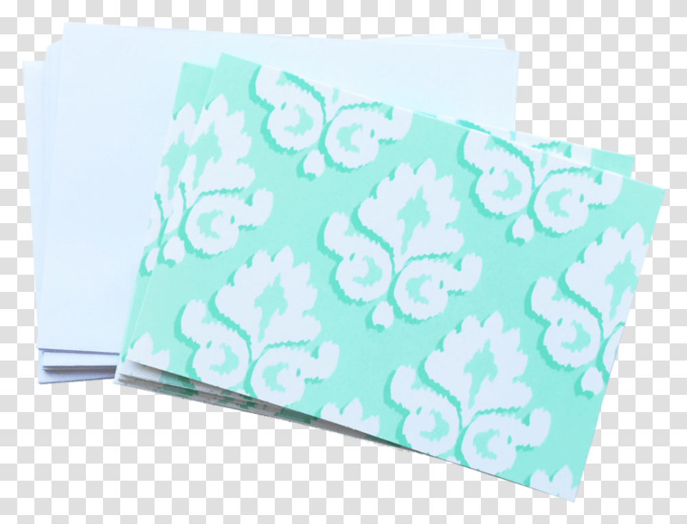 Blank Mint Damask Note Card Set Game, Rug, Paper, File Folder Transparent Png