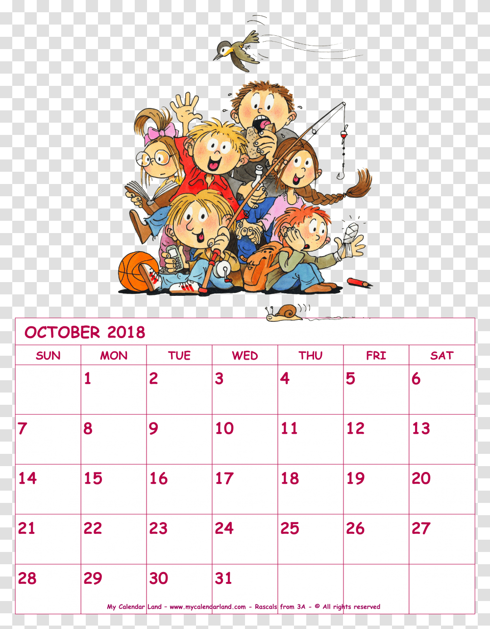Blank Monthly Calendars For October Spooky October Calendar 2018 Transparent Png