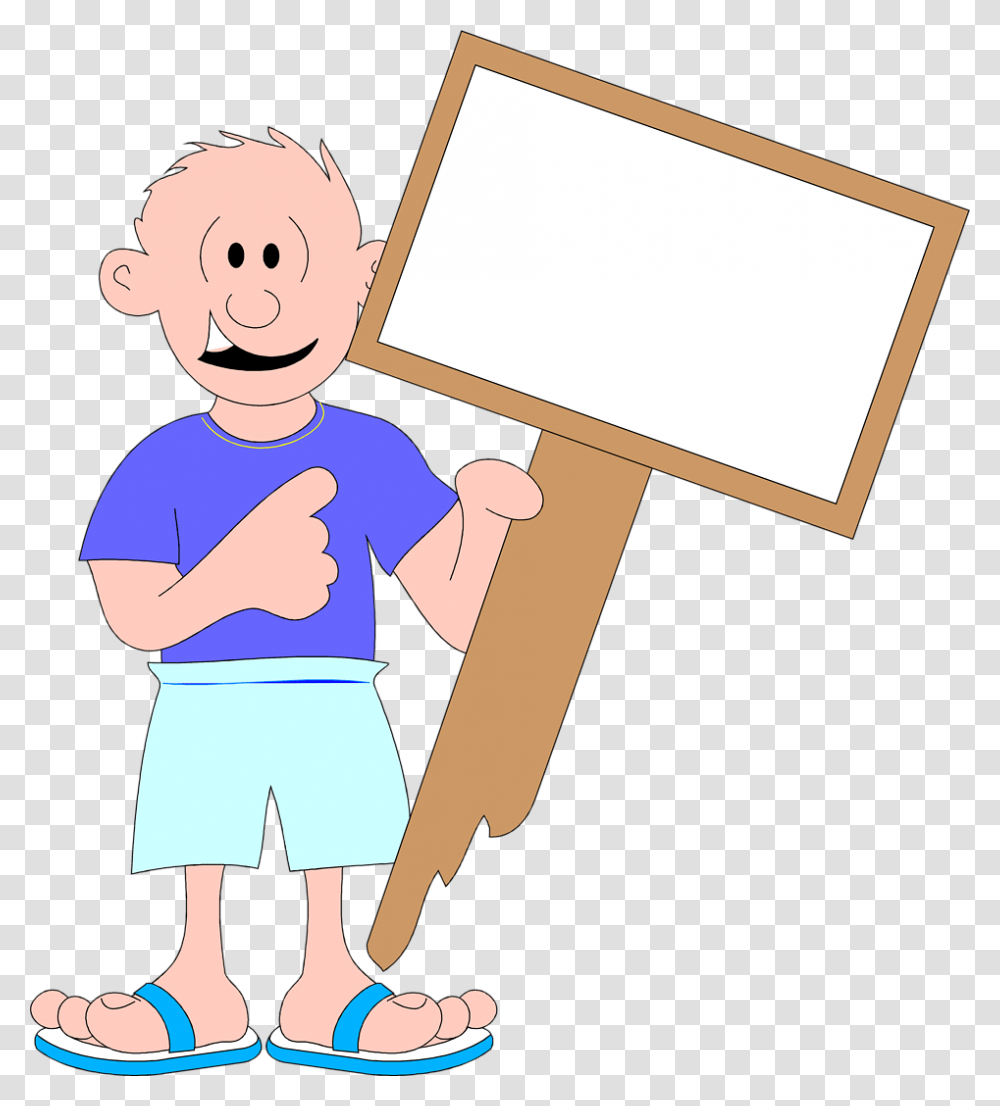 Blank Sign Clipart Man Holding A Sign, Person, Outdoors, Carpenter, Standing Transparent Png