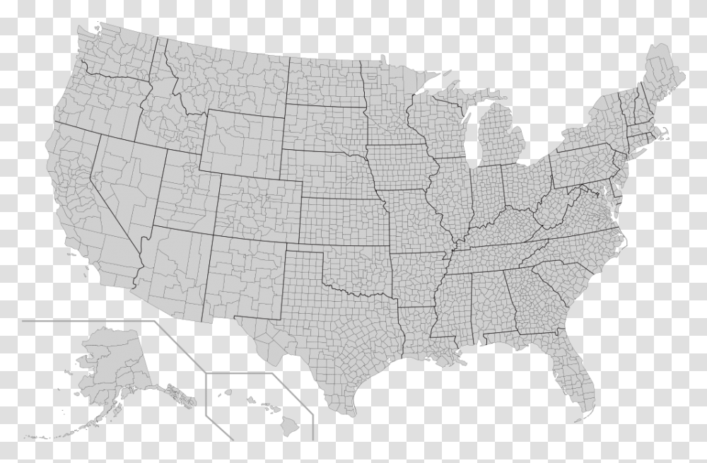 Blank United States County Map, Plot, Diagram, Atlas, Bird Transparent Png