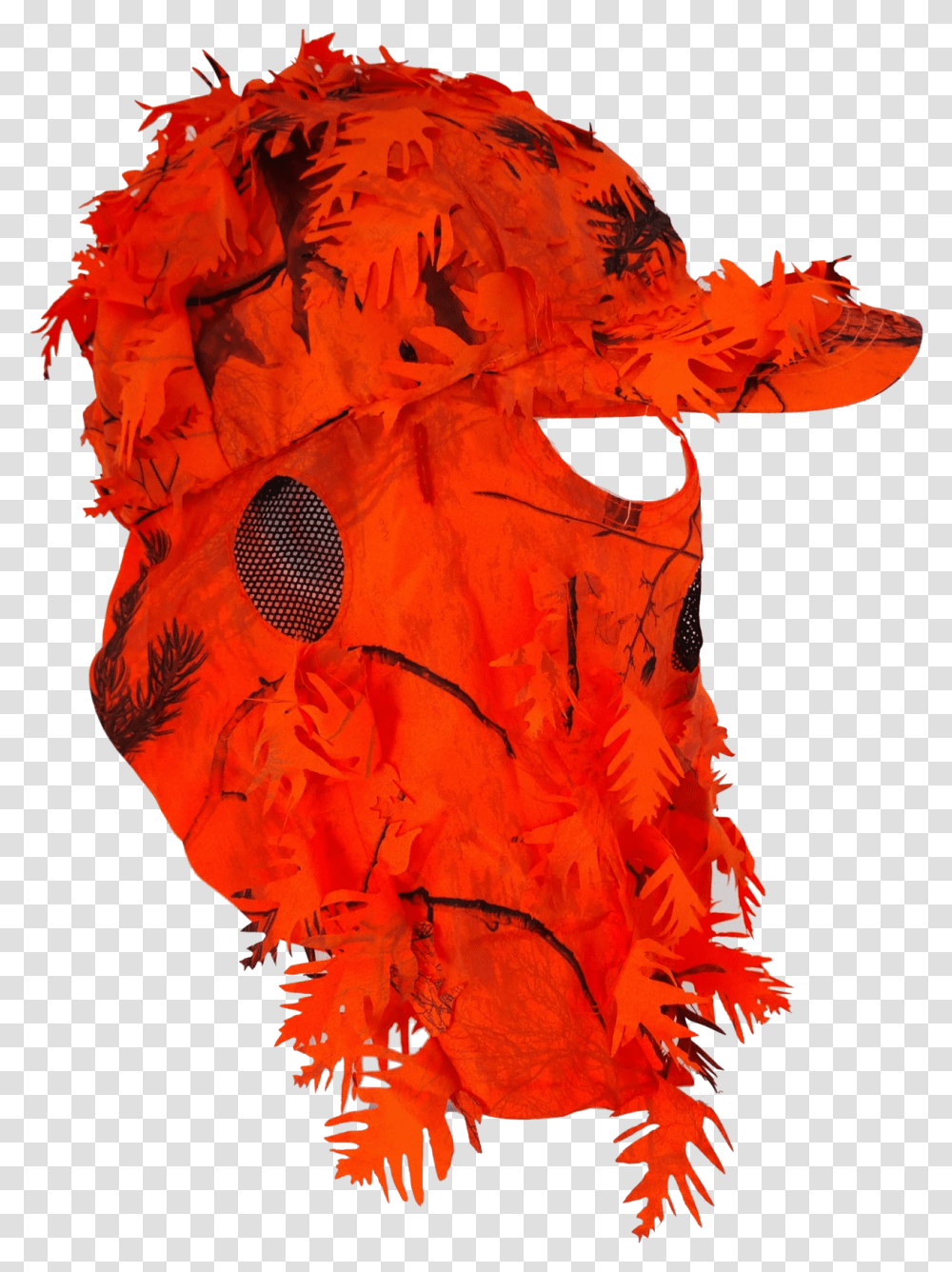 Blaze Orange Front Face Mask Cap Hat 3d Leafy For Safe Illustration, Modern Art, Apparel, Feather Boa Transparent Png