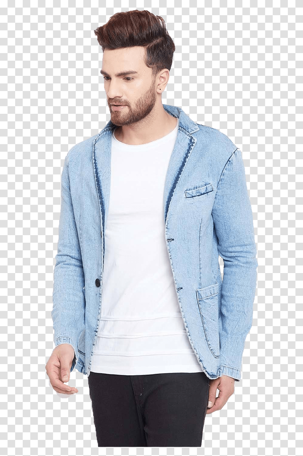 Blazer With Jeans Free Download Blue, Clothing, Apparel, Sleeve, Long Sleeve Transparent Png