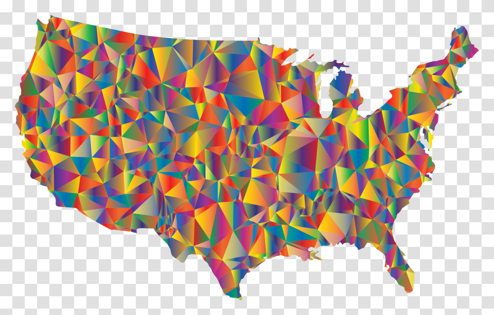 Blended Colorful Low Poly America Usa Map Clip Arts Winslow Arizona On Map, Balloon, Plot, Pattern Transparent Png