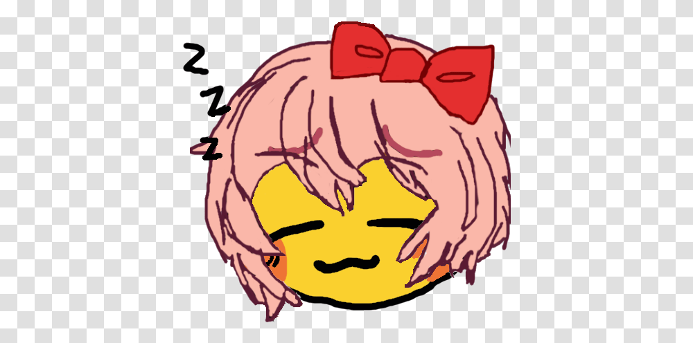 Blessed Sleepy Sayori Emoji Wanted Me To Remind You Sayori Discord Emoji, Hand, Head, Skin, Animal Transparent Png
