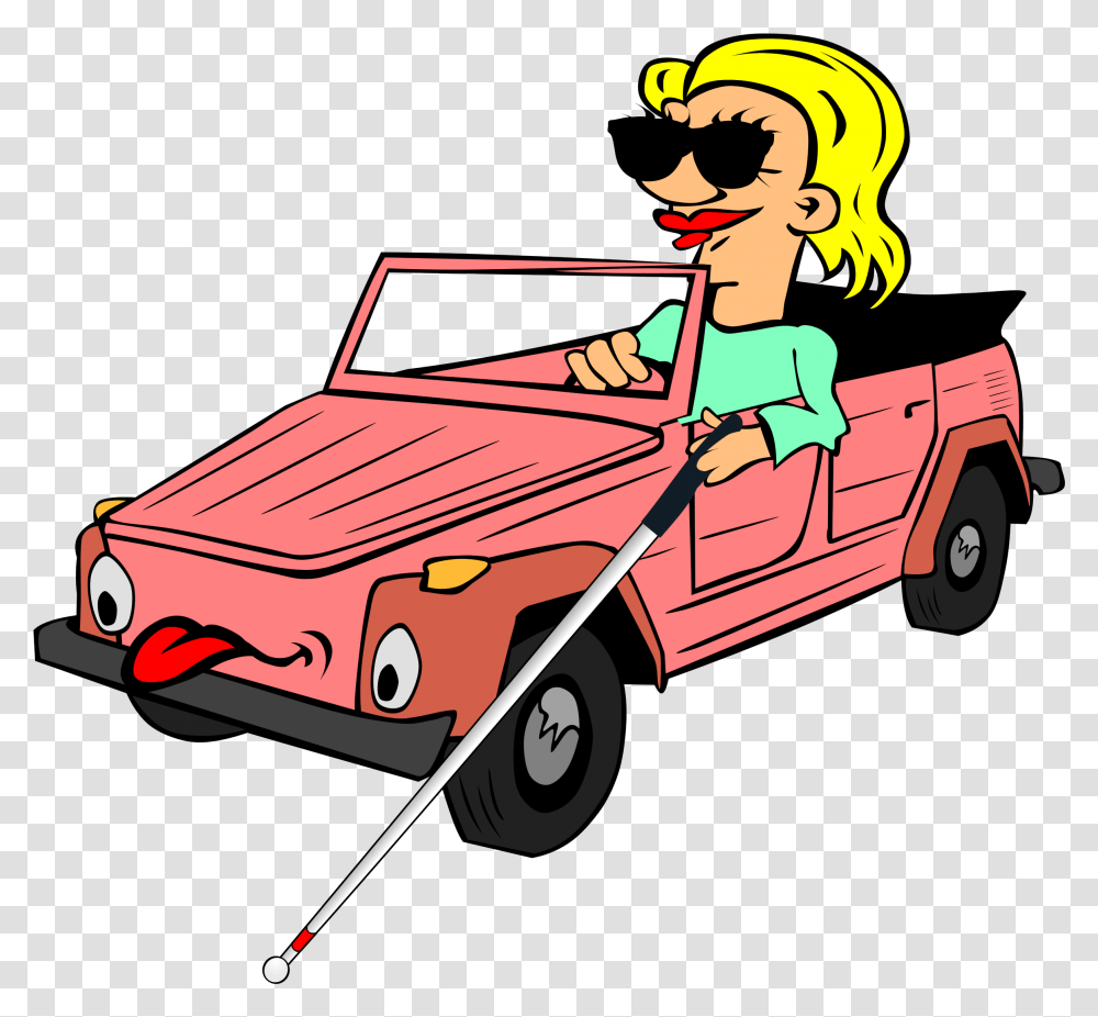 Blind Driver Car Car Cartoon, Vehicle, Transportation, Carriage, Text Transparent Png