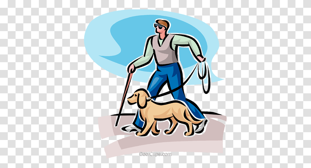 Blind Person Walking Royalty Free Vector Clip Art Illustration, Poster, Sunglasses, Animal, Mammal Transparent Png